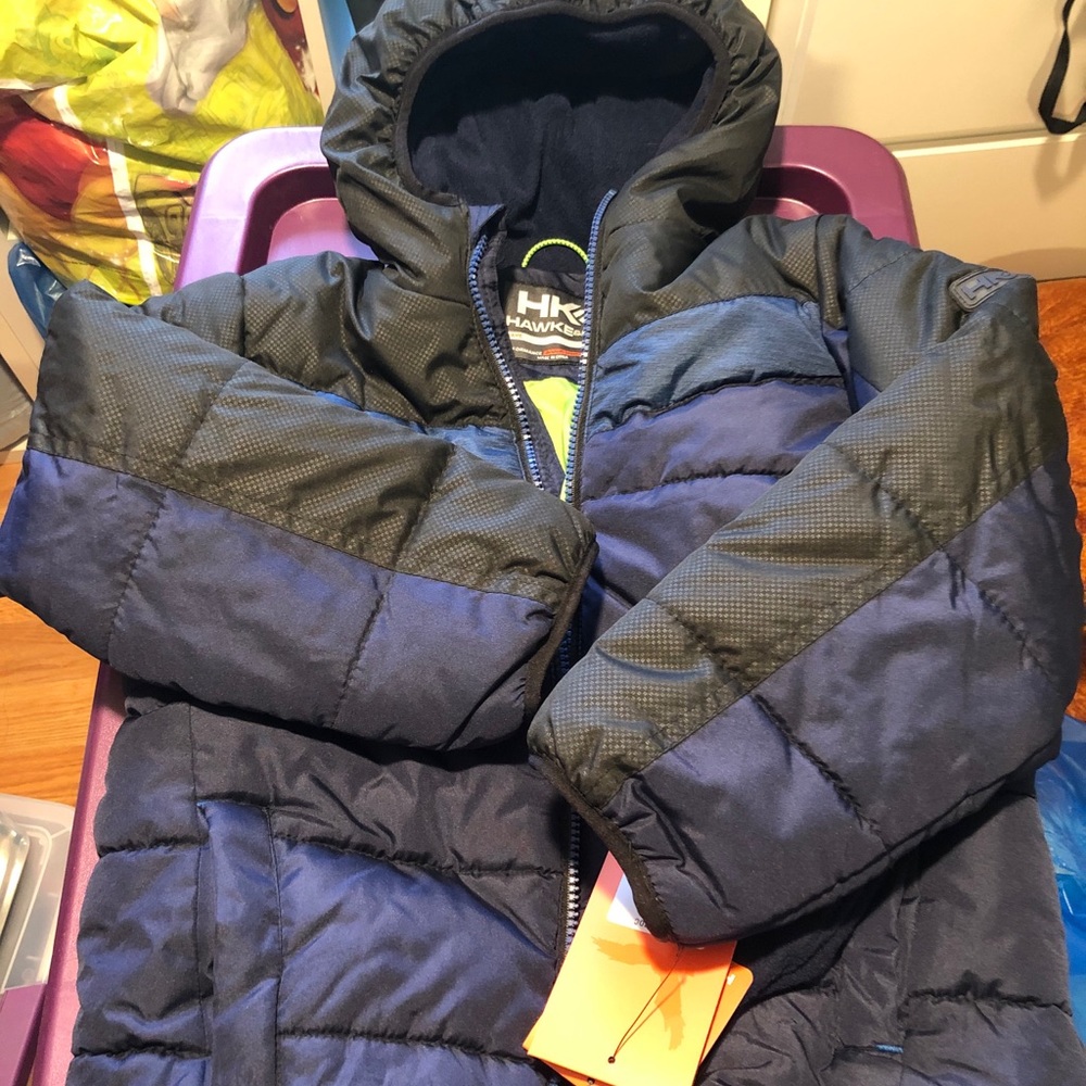 New hawkes & co jacket boy 5/6 blue with free hat